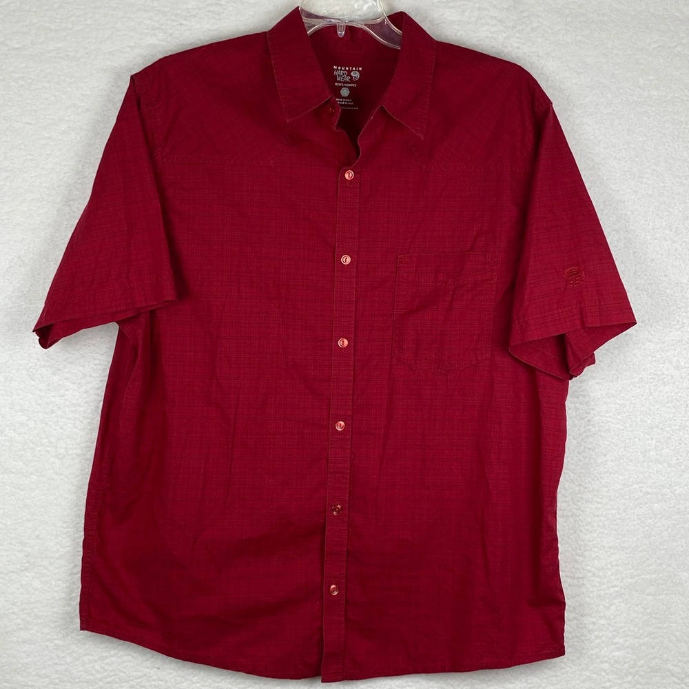 Mountain Hardwear Mens XL Short Sleeve Button Up‎ Shirt TyRed Textured OM3976